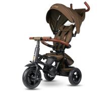Bebe Basic Rito Deluxe Art.254139 Brown Children's tricycle with handlebars, roof and inflatable wheels