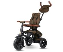 Bebe Basic Rito Deluxe Art.254139 Brown Children's tricycle with handlebars, roof and inflatable wheels