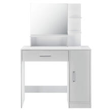Modern white cosmetic dressing table with a mirror