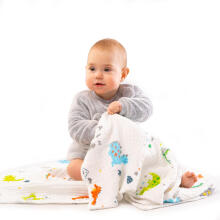 AKUKU A0685 Blanket / Swaddle / Muslin Towel 110x105 cm Dinosaurs