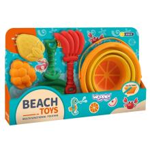 Woopie Art.53446 Sand Play Set Tropical Fruits Folding Bucket with Rake, Shovel, and Molds