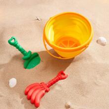 Woopie Art.53446 Sand Play Set Tropical Fruits Folding Bucket with Rake, Shovel, and Molds