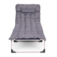 Fishing garden lounger, foldable with mattress and pillow, gray, MultiGarden