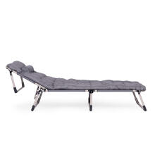 Fishing garden lounger, foldable with mattress and pillow, gray, MultiGarden