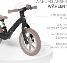 KikkaBoo Lanser Balance Bike Art.255181 Black Children's bicycle - runner with metal frame