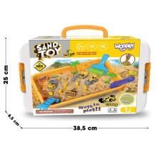 WOOPIE Kinetic Sand 1.5 kg XXL Construction Site Set with Molds and Vehicles