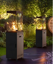 Gāzes sildītājs, radiālais sildītājs, 13 kW, stikls, dārzam un terasei, regulators, vulkāniskie akmeņi, vāks, MultiGarden