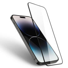 Fusion Double Tempered aizsargstikls pilnam ekrānam telefonam Apple iPhone 14 melns