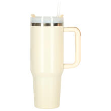 Ikonka Art.KX3032_2 Termiskā krūze ar salmiņu un rokturi termoss 1200ml krēms