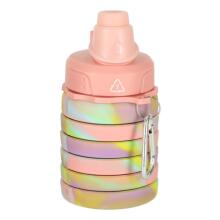 Ikonka Art.KX3070 Ūdens pudele bidons silikona locīšanas ar rokturi sporta 500ml varavīksne