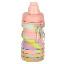 Ikonka Art.KX3070 Ūdens pudele bidons silikona locīšanas ar rokturi sporta 500ml varavīksne
