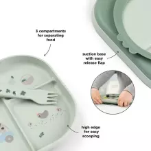 Foodie dinner set w/suction Tiny farm Green