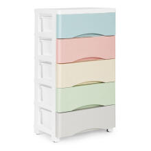 Bookcase with 5 pull-out drawers legs with wheels colorful drawers ModernHome
