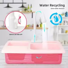 Play Sink Toy Art.257371 Pink Kitchen sink with accessories