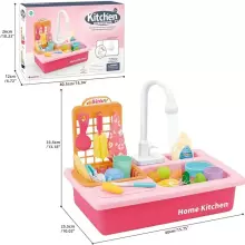 Play Sink Toy Art.257371 Pink Kitchen sink with accessories