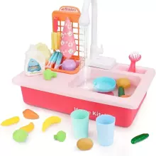 Play Sink Toy Art.257371 Pink Kitchen sink with accessories
