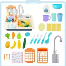 Play Sink Toy Art.257371 Pink Kitchen sink with accessories