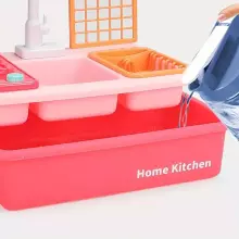 Play Sink Toy Art.257371 Pink Kitchen sink with accessories