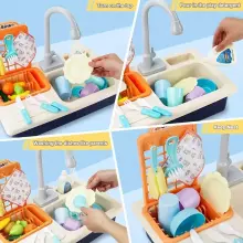Play Sink Toy Art.257371 Pink Kitchen sink with accessories
