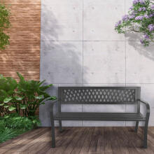 Ornamental garden bench with backrest, park bench for terrace and balcony, metal construction, graphite