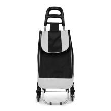 Shopping Trolley Bag 25 Litres with 6 Wheels and Metal Frame Black ModernHome