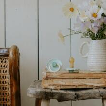 Frigg Daisy Round Latex Night Art.76222480 French gray night/Portobello Pacifier (nipple) made of 100% natural rubber 6-18 months (2 pcs.)