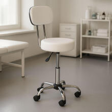 Swivel Stool with Backrest Cosmetic Medical Adjustable Chair White ModernHome