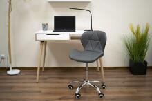 Office swivel chair with a wide backrest, eco-leather, chrome, gray