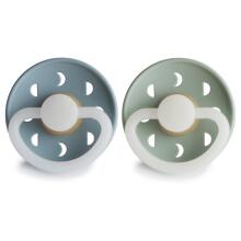 Frigg Moon Phase Round Latex Night Art.100177 Stone Blue Night/Sage Night Pacifier (nipple) made of 100% natural rubber 0-6 months (2 pcs.)