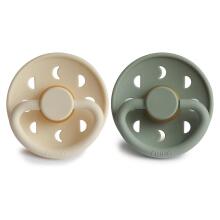 Frigg Moon Phase Round Latex Art.76292421 Cream/Sage  Pacifier (nipple) made of 100% natural rubber 6-18 months (2 pcs.)