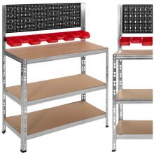 Springos HA5276 workbench 136x101x40 cm, load capacity 620 kg, tool work surface with shelves for garage
