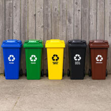 Trash Bin Container 120L Brown BIO with Rubber Wheels