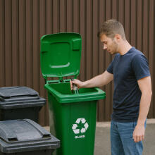Trash Bin Container 120L Green Glass with Rubber Wheels