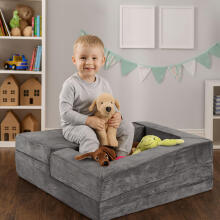 Modular Foldable Sofa for Children DIY 4 Soft Cushions - Grey ECOTOYS
