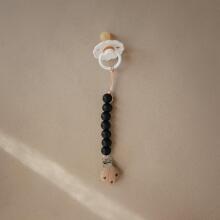 Mushie Silicone Pacifier Clip Halo Art.2120014 Black  Pacifier holder