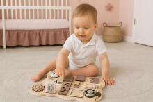 Wooden Sensory Busy Board for Children Educational Panel Bear 12 Pieces ECOTOYS