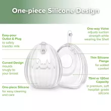 Haakaa Shell Wearable Silicone Breast Pumps Art.MHK185-R Shell Pumps & Steriliser Bag Combo - 120ml Shell (2pcs) +  Steriliser Bag (1pc)