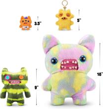 Fuggler Laboratory Misfits by ZURU Funny Ugly Monster Plush Collectible Toy - Indecisive Monster - green and yellow, kids soft toy