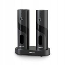 Electric Salt and Pepper Grinder Set Rechargeable USB 2 Pieces Adjustable Grinding with Light