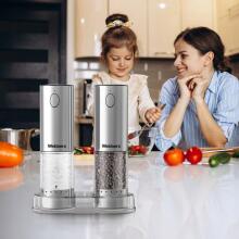 Electric Salt and Pepper Grinder Set Rechargeable USB 2 Pieces Adjustable Grinding with Light