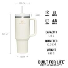 Thermo mug with straw The Quencher H2.O FlowState Tumbler 1.18L in cream