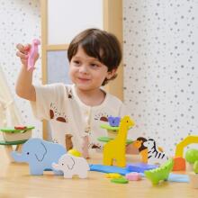 VIGA Wooden Colorful Blocks Tropical Stories Box 55 pcs