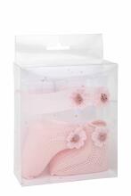 Arias doll baby knitted socks and bow set, pink