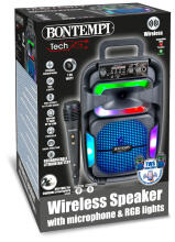 BONTEMPI TECH wireless speaker with microphone & RGB lights, 491030