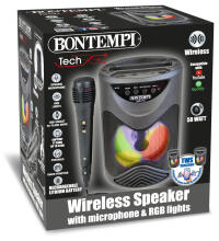 BONTEMPI wireless speaker with microphone & RGB lights, 491010