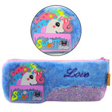 Plush Unicorn Pencil Case Glittering Elements Unicorn Blue