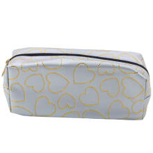 Single-compartment School Office Pencil Case Gold Hearts Silver 20x8 cm