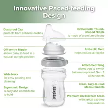 Haakaa Glass Baby Bottle Art.BHK138-P Feeding bottle 120 ml.