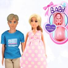 WOOPIE ROYAL Doll Set Family Lily with Pregnancy Dad Baby Stroller Accessories