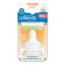 WN 1201 Level 1 Wide-Neck Silicone Options+ Nipple, 2-Pack